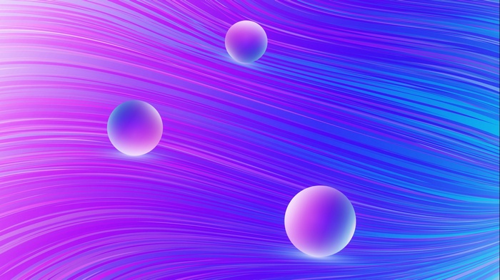 Abstract 3D balls on wavy lines