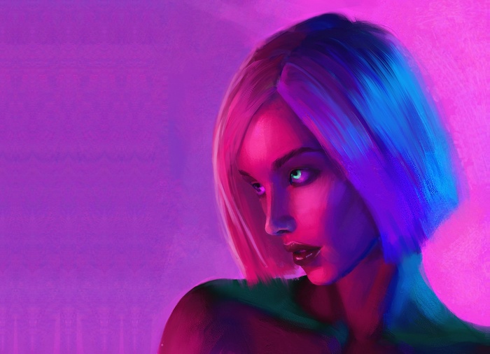 Artwork of a woman with short hair by Tony Skeor