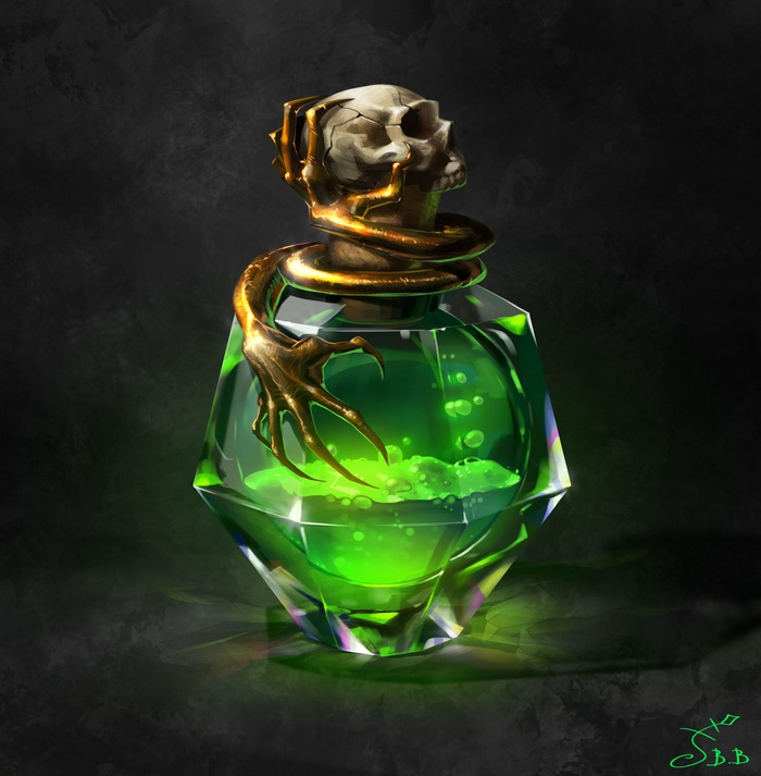 Poison Potion with Skull Stopper by Vera Velichko