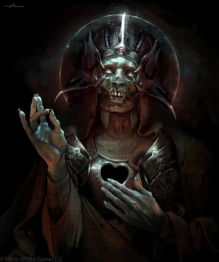 Undead figure with crown and heart-shaped locket