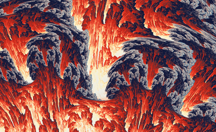 Abstract fractal art with red and black textures