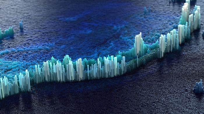 Abstract 3D render with depth of field