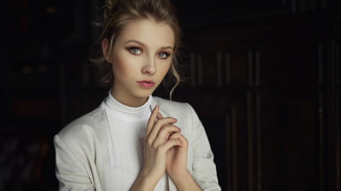 women, Alice Tarasenko, face, portrait, blonde, Sergey Fat