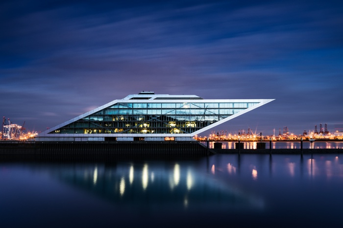 Modern building on the waterfront in Hamburg, Germany