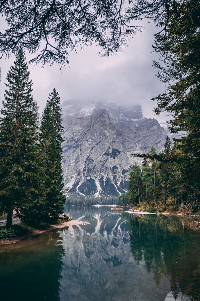 Lake and mountains with trees