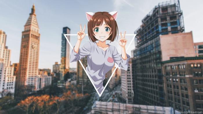 Anime girl with cat ears in New York City