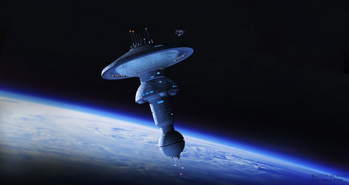 Star Trek Spacedock above Earth