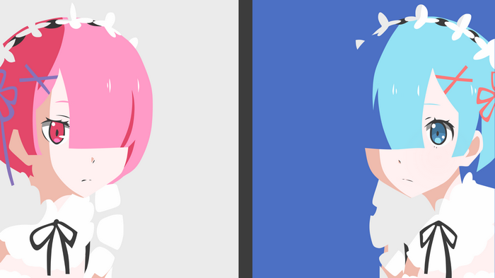 Ram and Rem from Re:Zero Minimalist Anime Art
