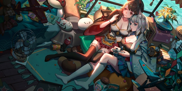 Anime girls playing video games
