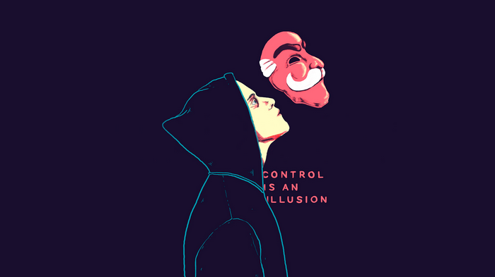 Elliot from Mr. Robot with fsociety mask
