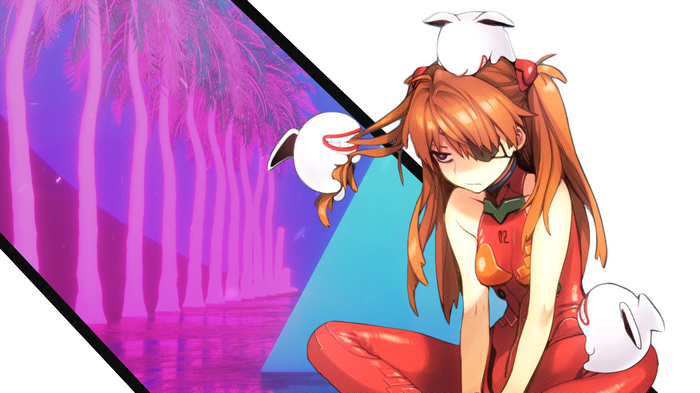 Asuka Langley Soryu from Neon Genesis Evangelion with abstract background