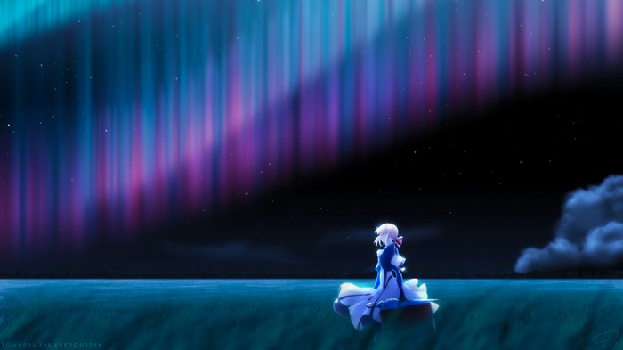 Violet Evergarden under the Aurora Borealis