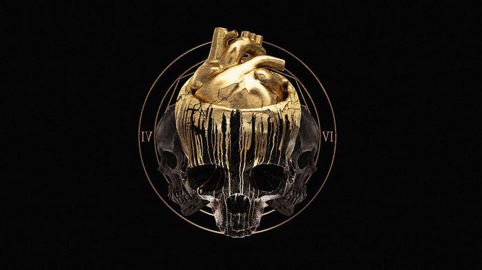 Apashe gold skull with heart