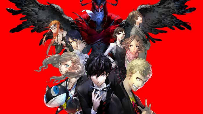 Persona 5 characters with Phantom Thief leader in front