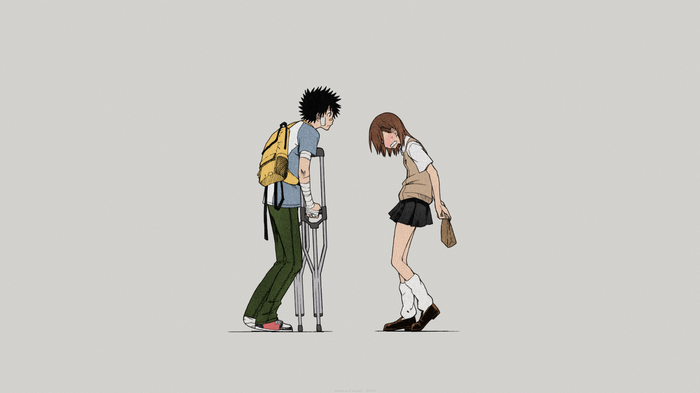 Touma Kamijou and Misaka Mikoto from To Aru Kagaku no Railgun