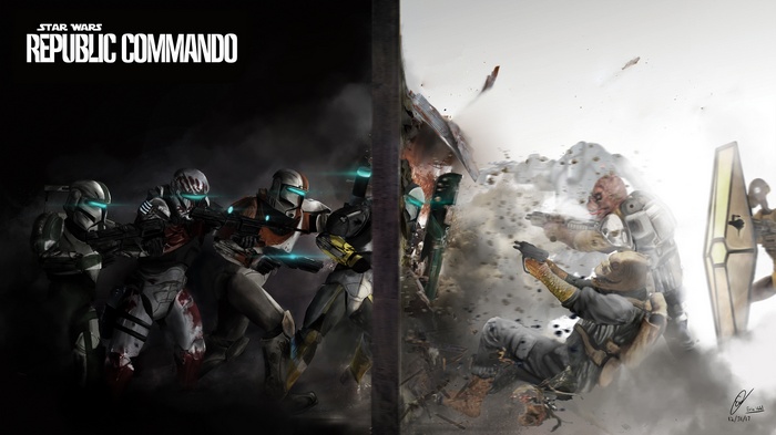 Star Wars Republic Commando soldiers in battle