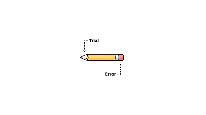 Pencil with Trial and Error labels