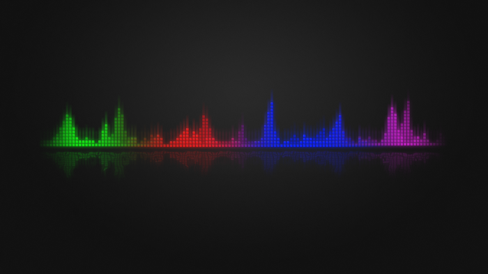 Abstract colorful sound equalizer waveform with reflection