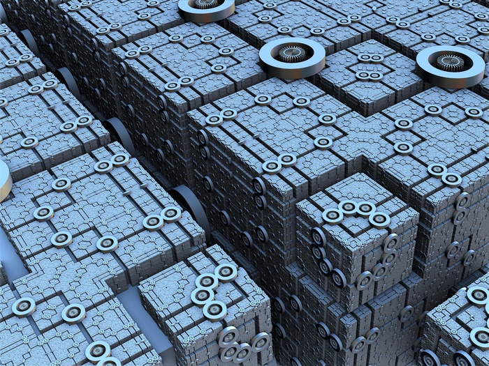 Abstract 3D grid with circular elements
