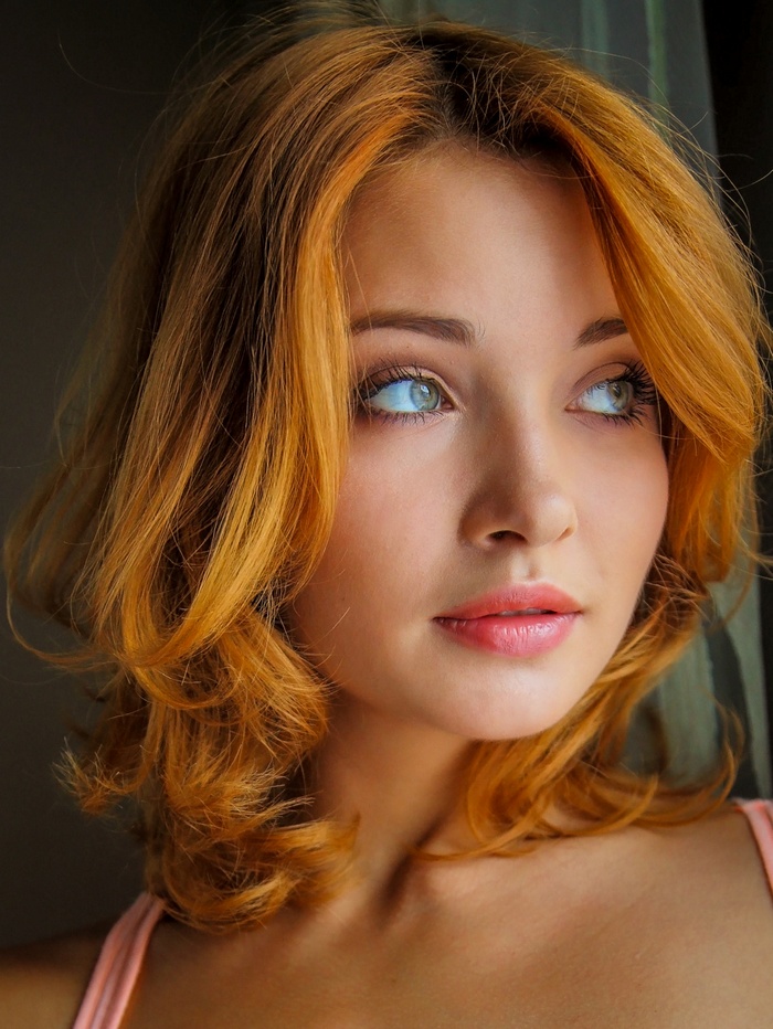 Kika, redhead, model, face, portrait display, women, looking away, long hair