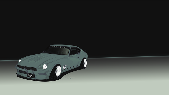 Datsun 240Z with Japanese text and custom modifications