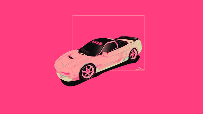 Honda NSX illustration on pink background