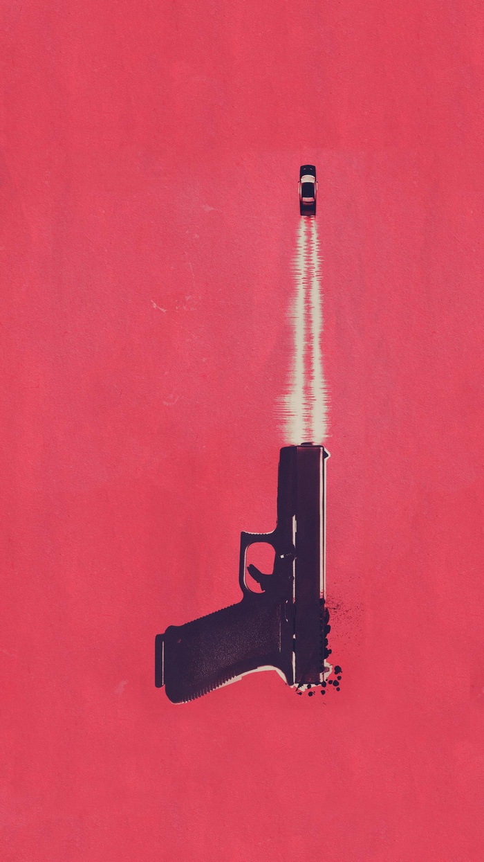Baby Driver Minimalist Poster with Gun and Car