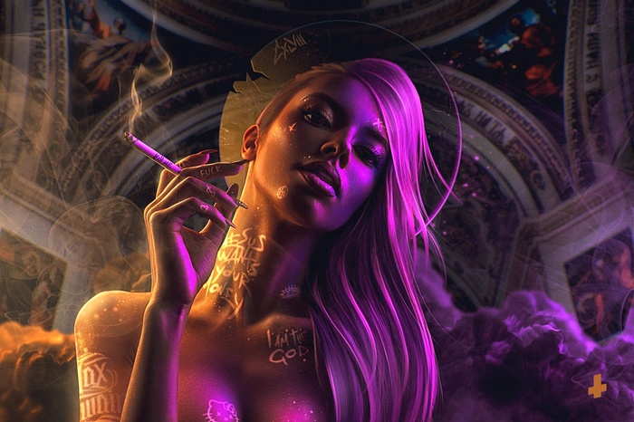 women, Max Twain, smoking, colorful