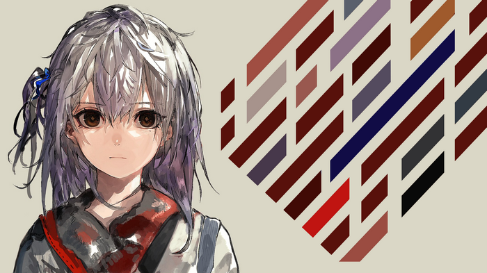 Anime girl with abstract geometric pattern