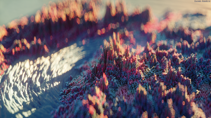 Abstract 3D landscape with bokeh effect