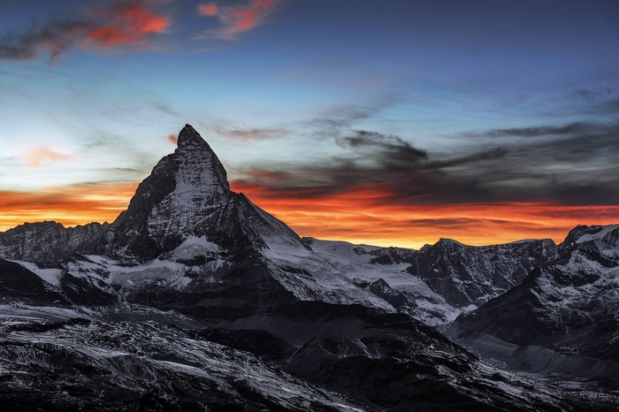Matterhorn mountain at sunset, Switzerland