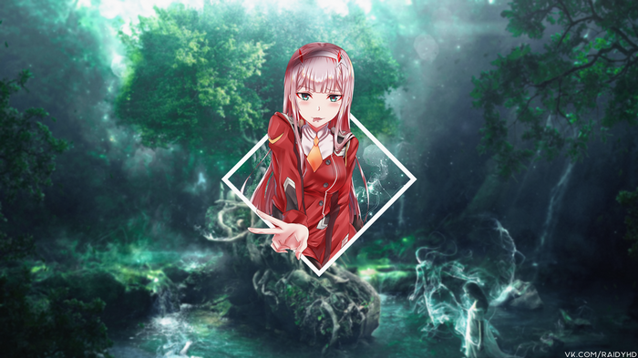 Zero Two from Darling in the Franxx in a forest