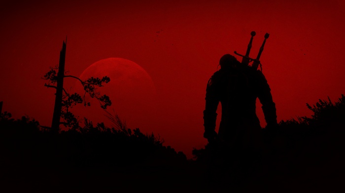 The Witcher 3: Wild Hunt, The Witcher, red, sword, video games, Geralt of Rivia