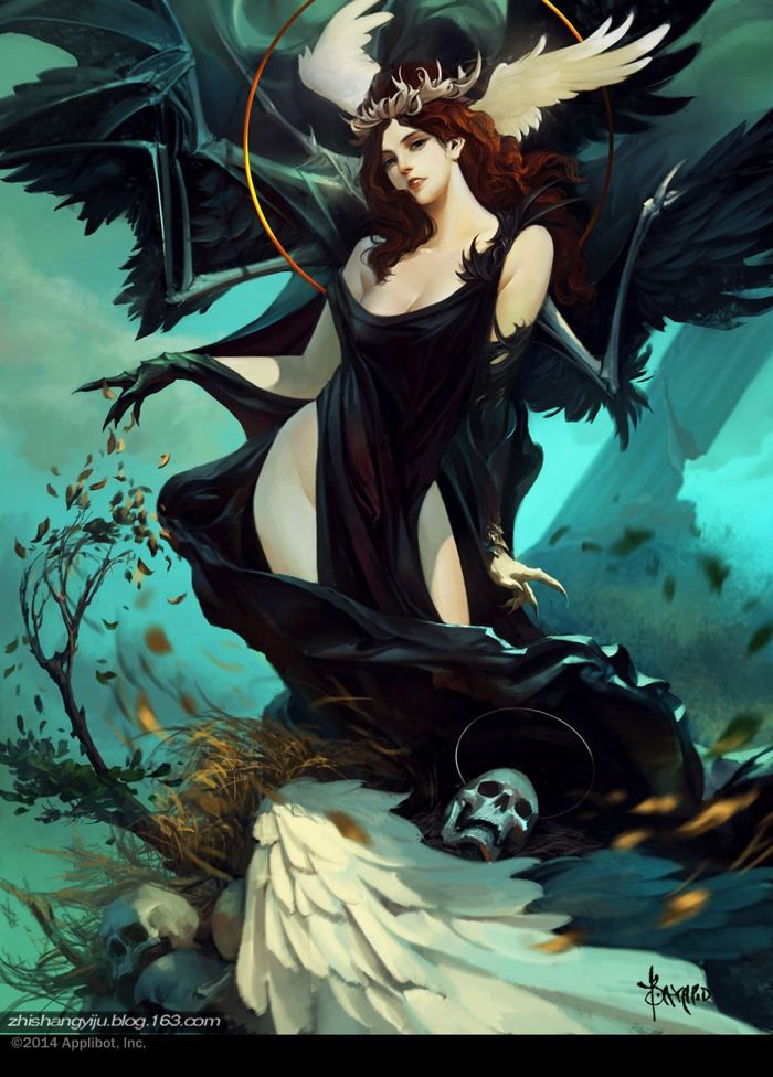 Bayard Wu's fallen angel with skulls and wings