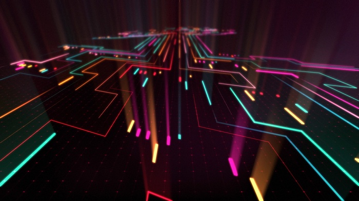 dots, abstract, neon, Tron