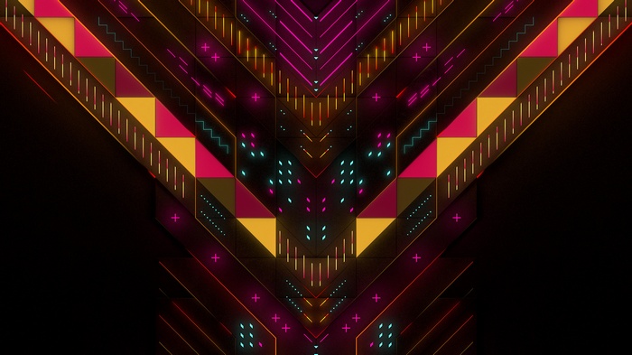 Abstract neon geometric pattern with symmetry