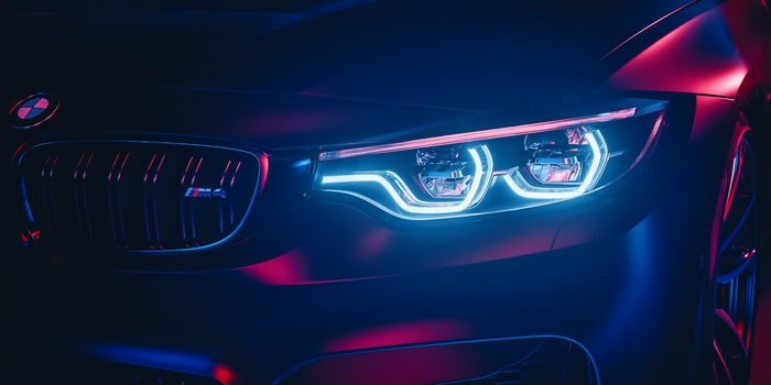 BMW M4 car headlights and grille