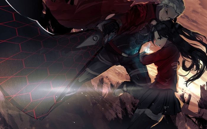 Archer and Rin Tohsaka from Fate/stay night: Unlimited Blade Works