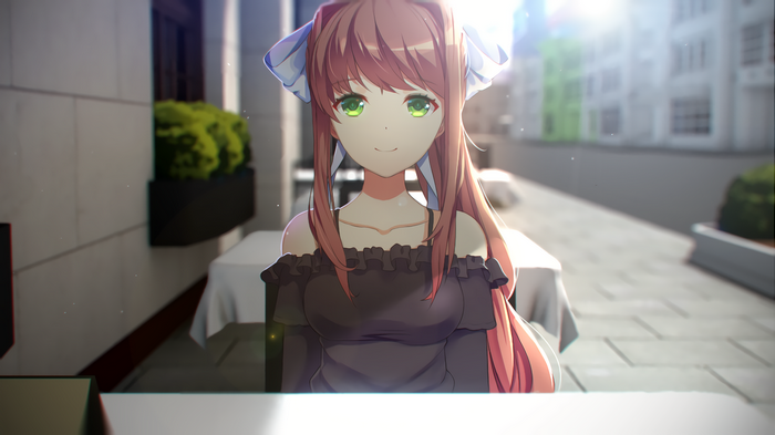 Doki Doki Literature Club, VaygrX, anime girls, green eyes, Monika (Doki Doki Literature Club)