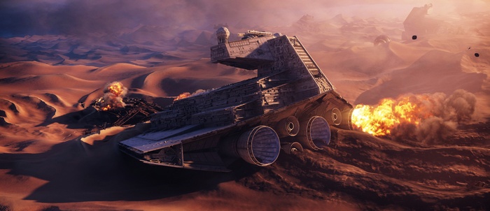 Star Wars Star Destroyer crashed in desert