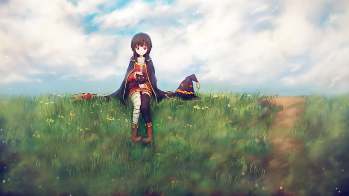 Megumin from KonoSuba with Chomusuke
