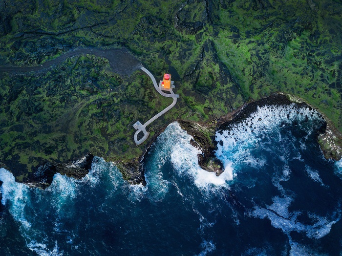 Svortuloft Lighthouse, Iceland, Aerial View