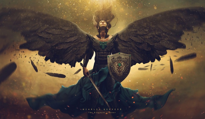 Angel with sword and shield by Carlos Quevedo