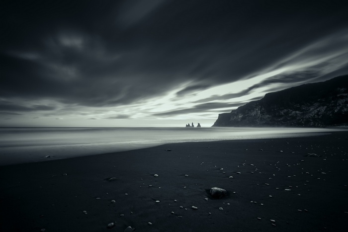 sand, dark, nature, beach, sky, stones