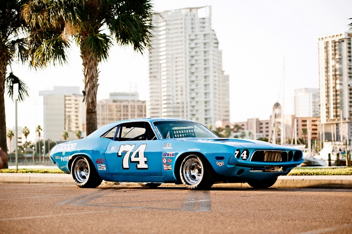 1973 Dodge Challenger race car with number 74