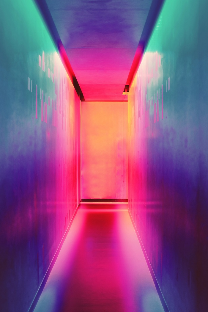 Hallway with colorful lights
