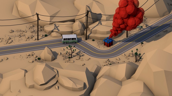 Low poly PUBG supply drop with smoke