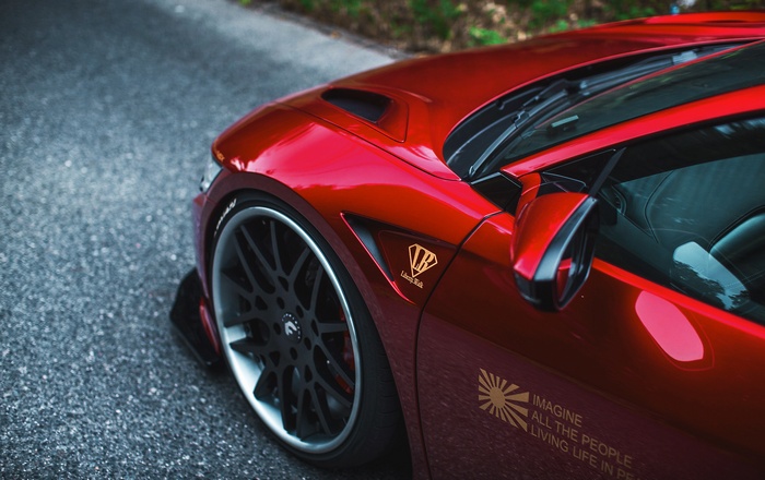 Red Honda NSX with LB Works body kit