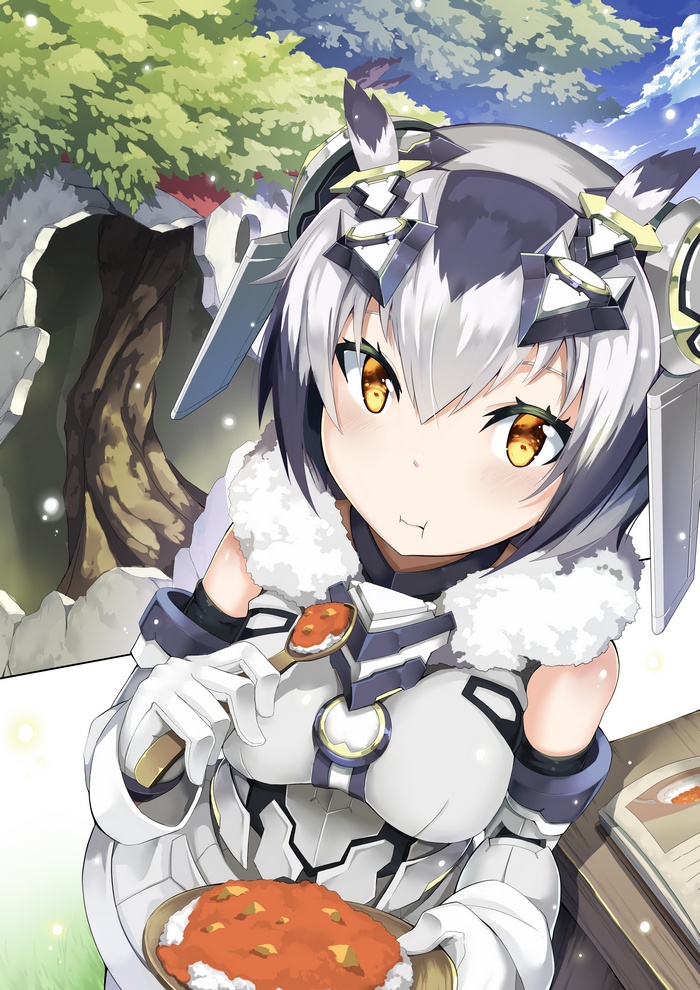 Northern White-Faced Owl from Kemono Friends eating curry