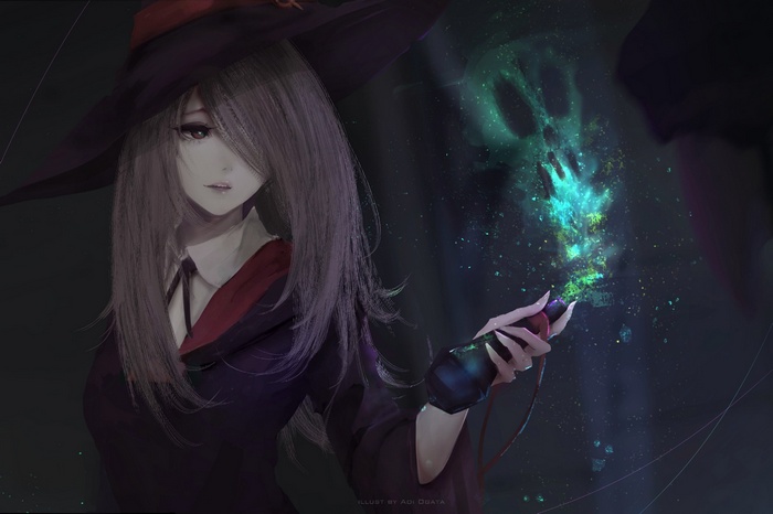 Sucy Manbavaran, Little Witch Academia, digital art, artwork, Aoi Ogata, magic, women, brunette